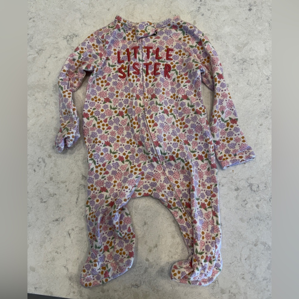 Floral 'Little Sister' Baby Onesie